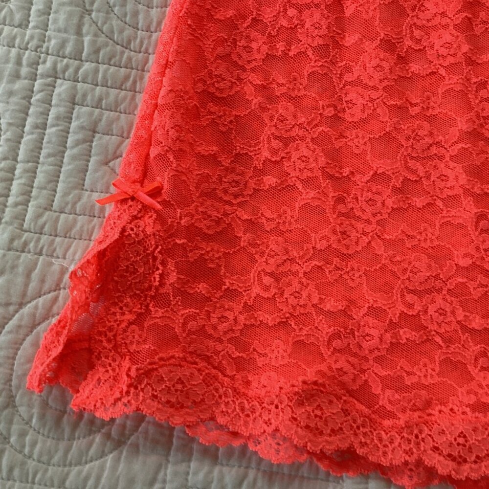 Victoria secret  Neon pink vintage dress slip dress lace collection size L - Picture 10 of 11